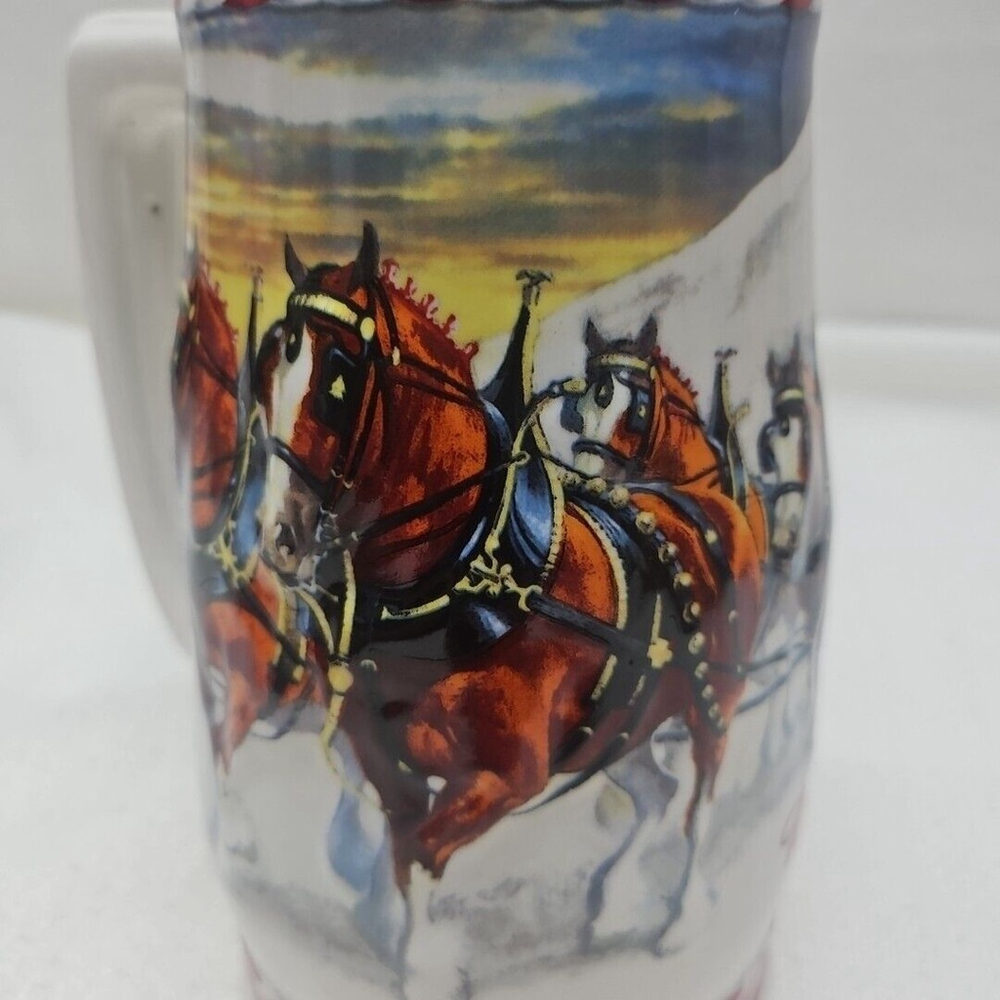 Budweiser Holiday Stein Collection 2010 "Dashing Through The Snow" Beer Mug - Picture 12 of 14